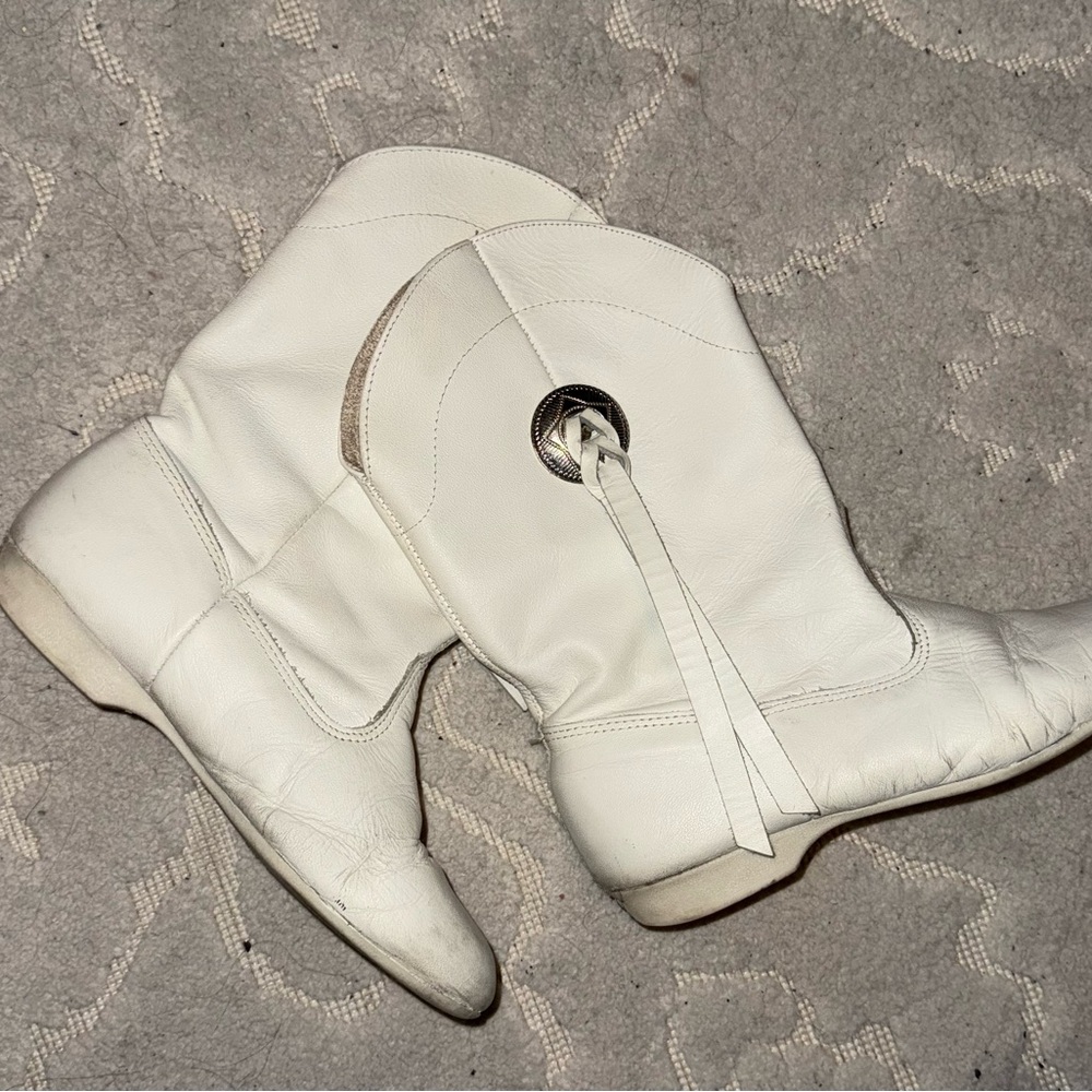 Linda Lewis dance drill cheer boots White Leather Women's Boots